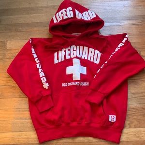 Life Guard Pullover Hoodie Maine Beach Red